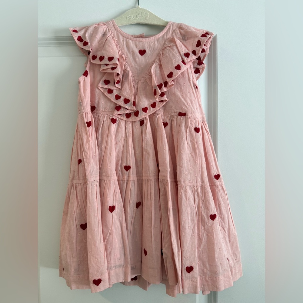 Pink Chicken Pink Dress with Red Heart Accents NWT